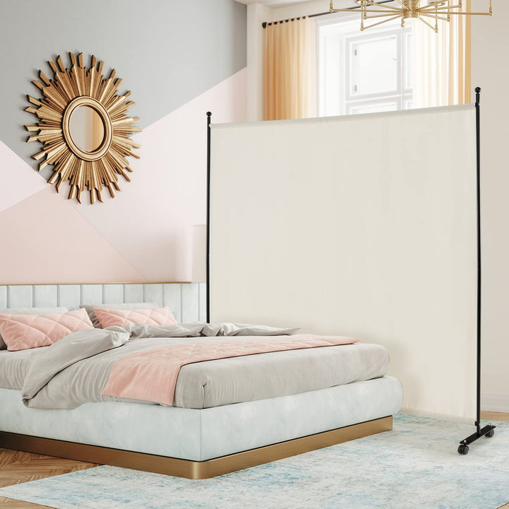 Giantex 6Ft Tall Room Divider with Rollers White- 73" Wide Freestanding Lightweight Folding Partition Privacy Screen