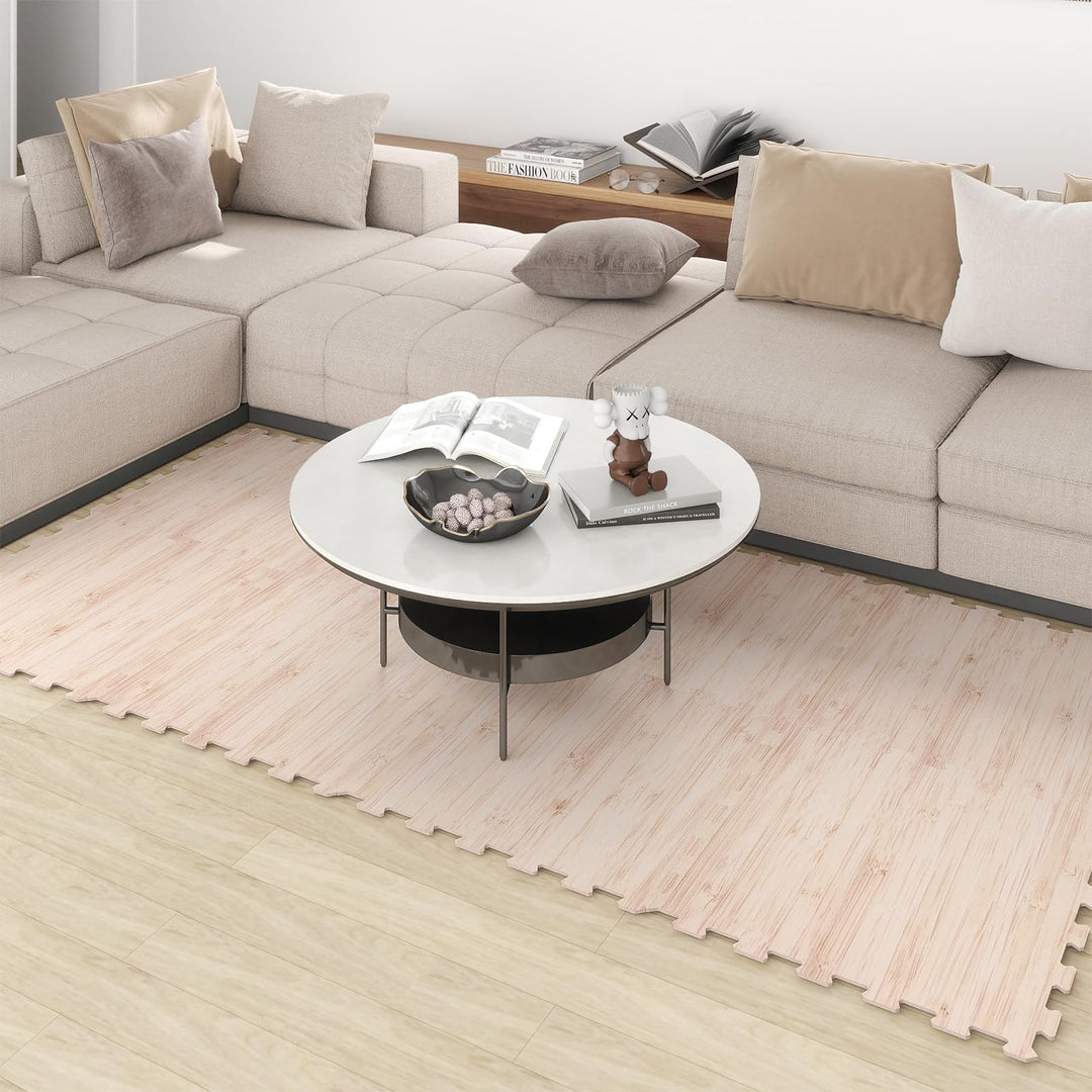 Giantex Wood Grain Floor Tiles Foam Mat
