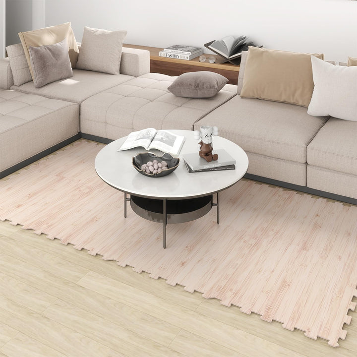 Giantex Wood Grain Floor Tiles Foam Mat