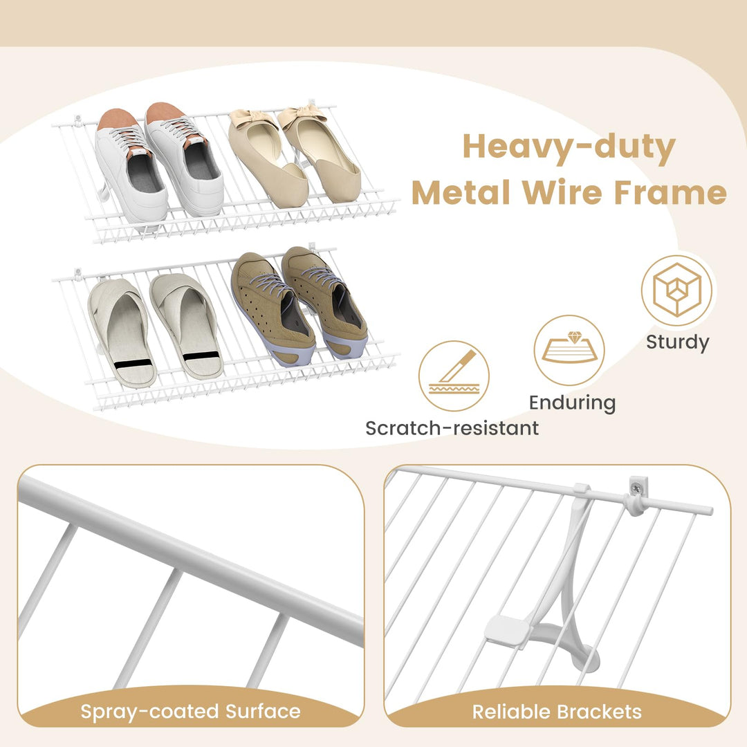 Giantex Wall Mounted 24" Shoe Rack Set of 2 Metal Wire Storage Shelf
