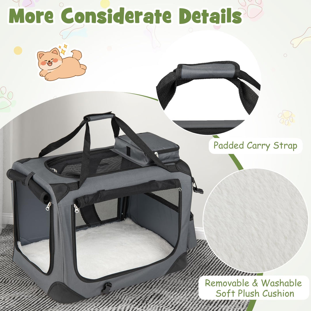 Giantex Folding Soft Dog Crate with 5-Sided Mesh