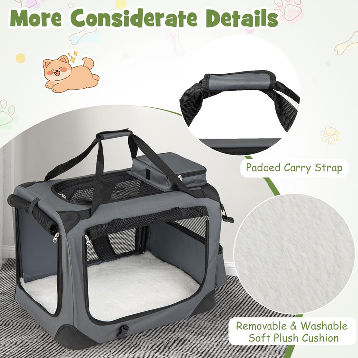 Giantex Folding Soft Dog Crate with 5-Sided Mesh