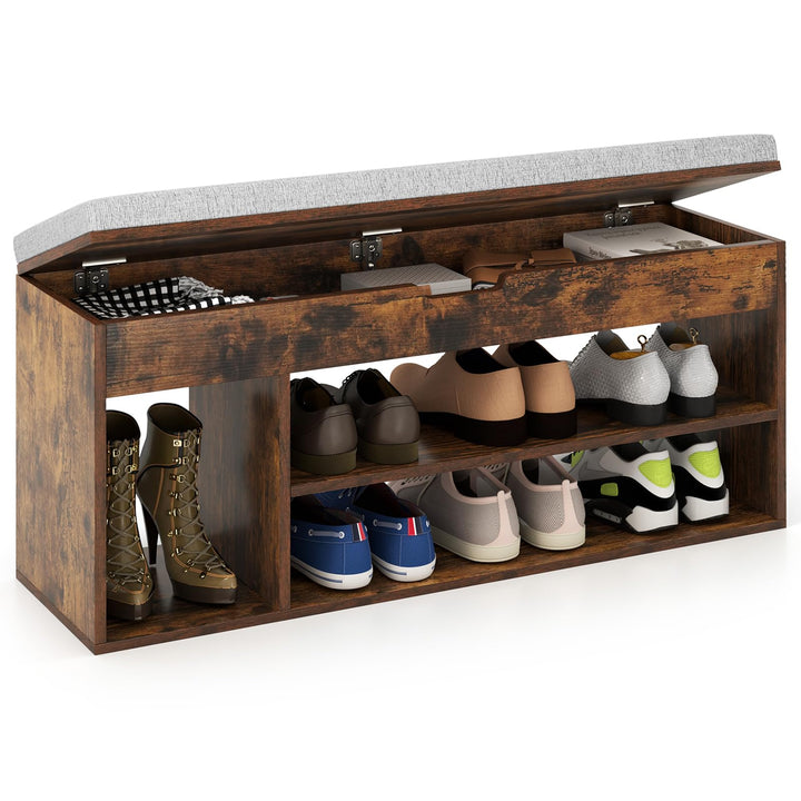 Giantex 3 Tier Shoe Rack Organizer with Flip Top Storage and Padded Seat Cushion
