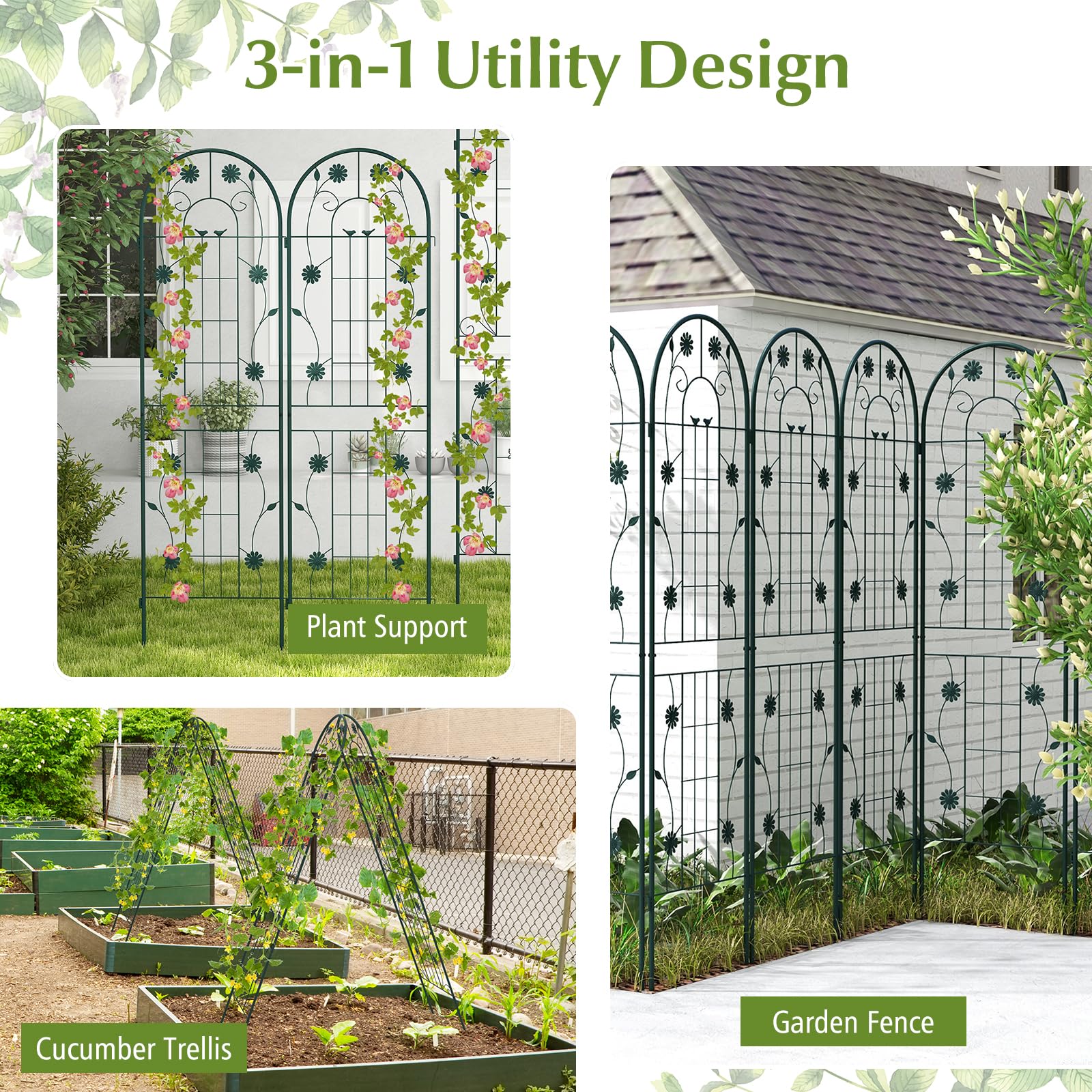 Giantex Garden Trellis, Tall Galvanized Steel Trellis for Climbing Plants