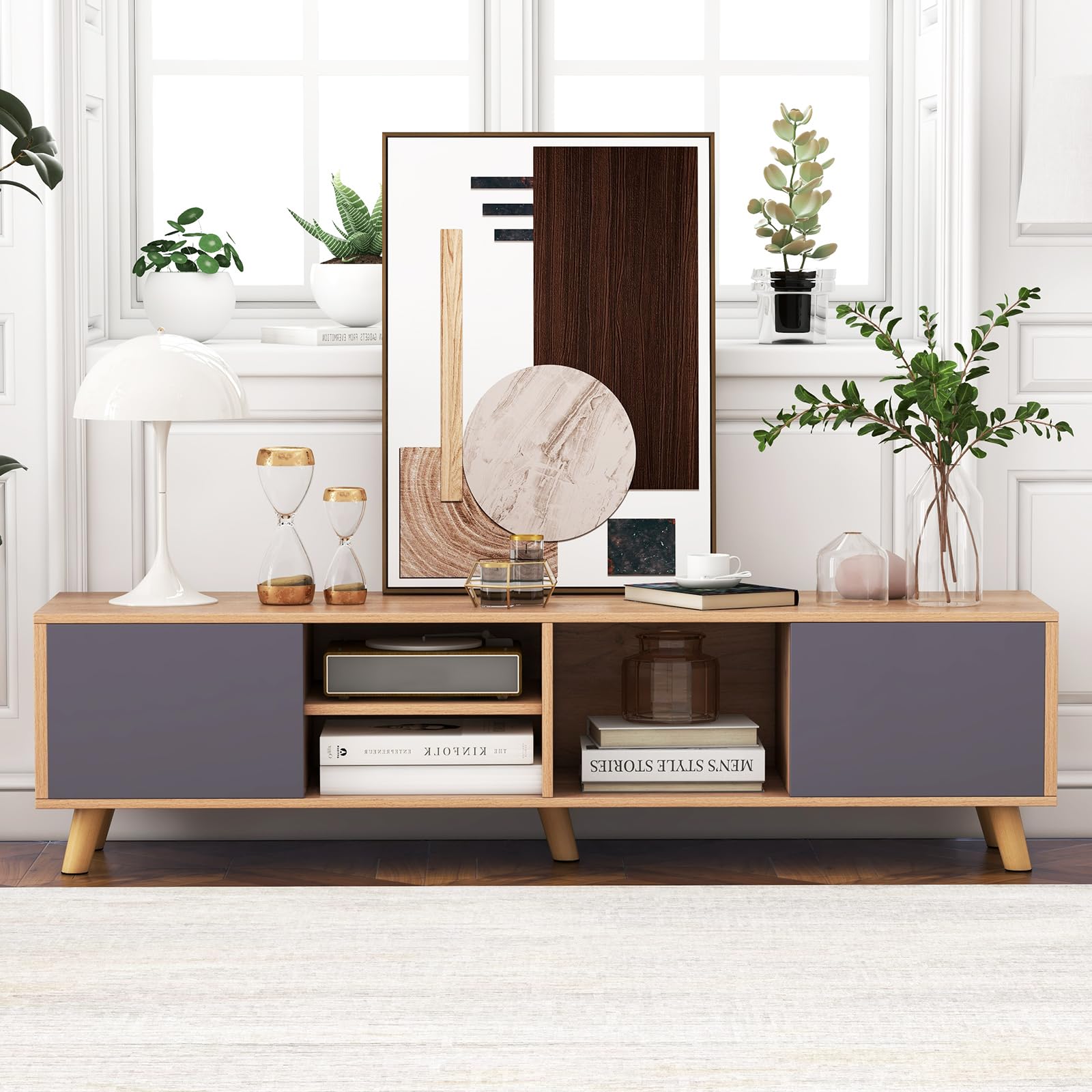 Giantex TV Stand for TVs up to 65 Inch, Entertainment Center with 2 Side Cabinets