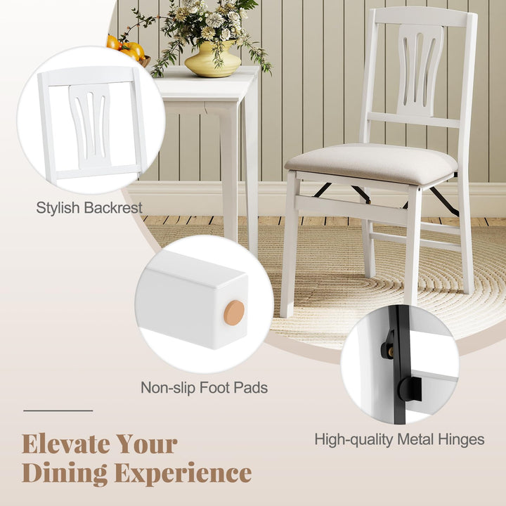 Folding Kitchen Chairs Set of 2/4 Upholstered Dining Chairs with Comfy Padded Seats