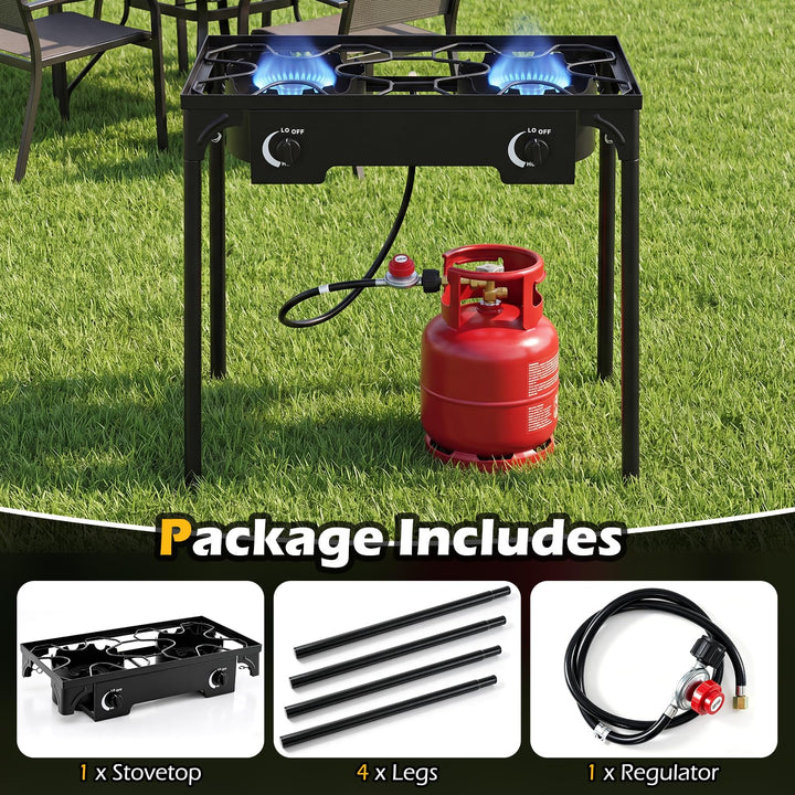 Giantex 2 Burner Propane Gas Stove | 160,000 BTU High Pressure Camping Cooker