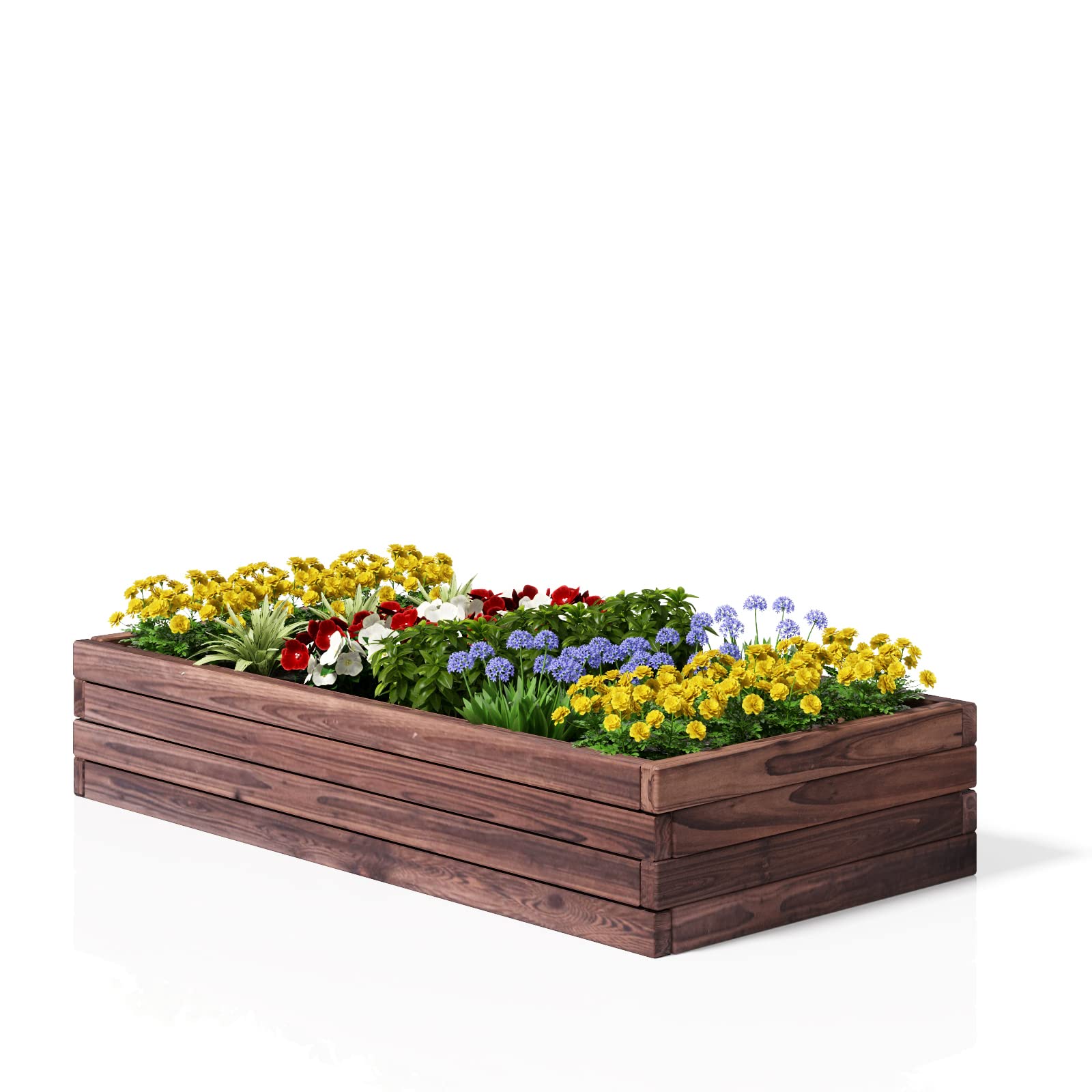 Rectangular Planter for Patio and Lawn 47'' L x 24'' W x 9'' H, (Brown)