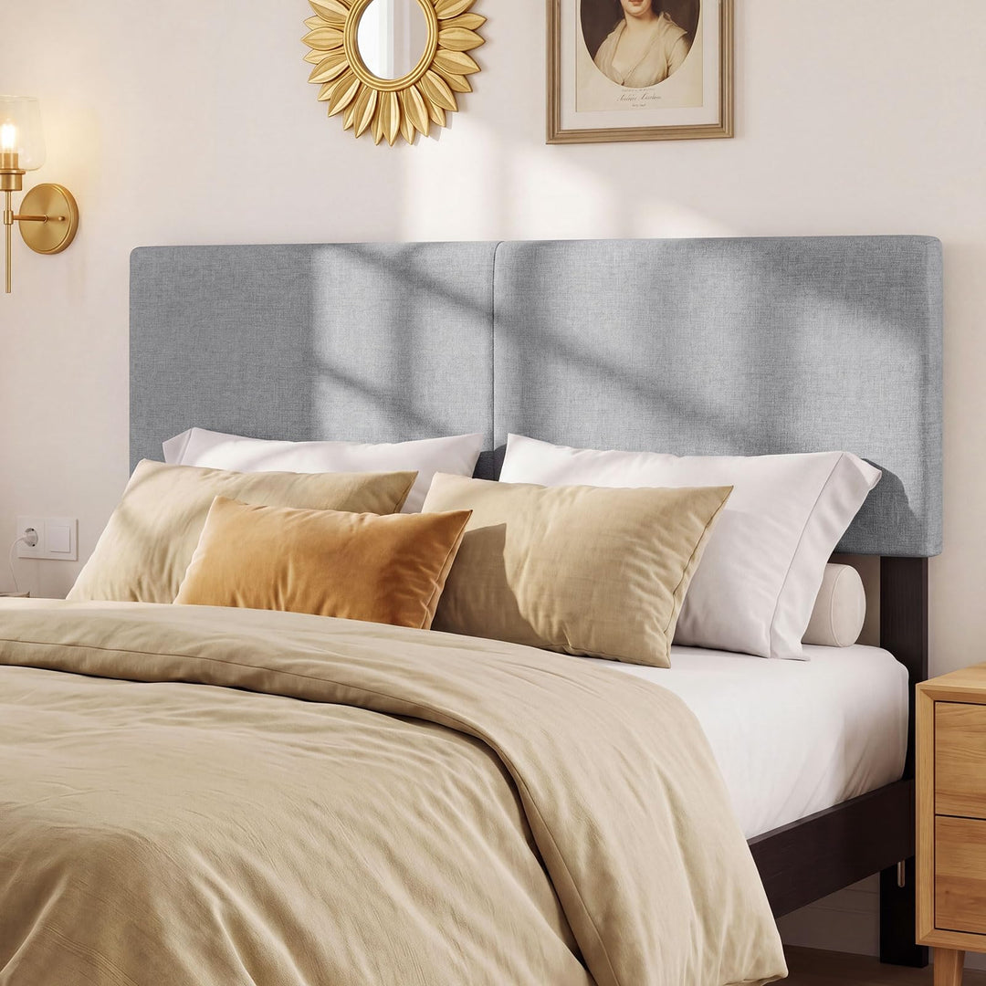 Giantex Upholstered Headboard Queen/Full Size Vertical Quilted Linen Fabric Head Board