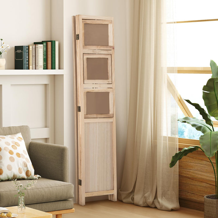 Giantex 3 Panel Room Divider with 9 Rotating Picture Frames