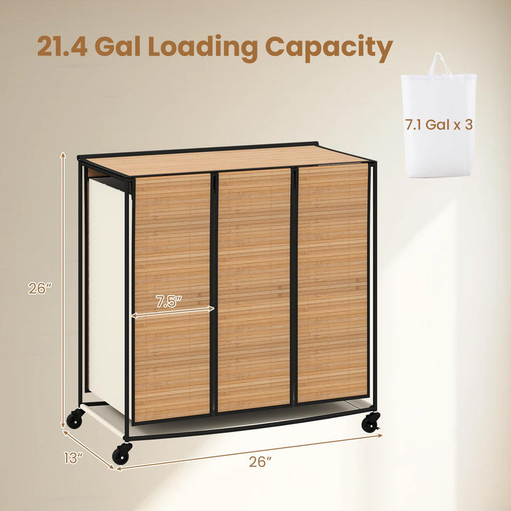 Giantex Laundry Hamper Sorter 3 Section with Lid