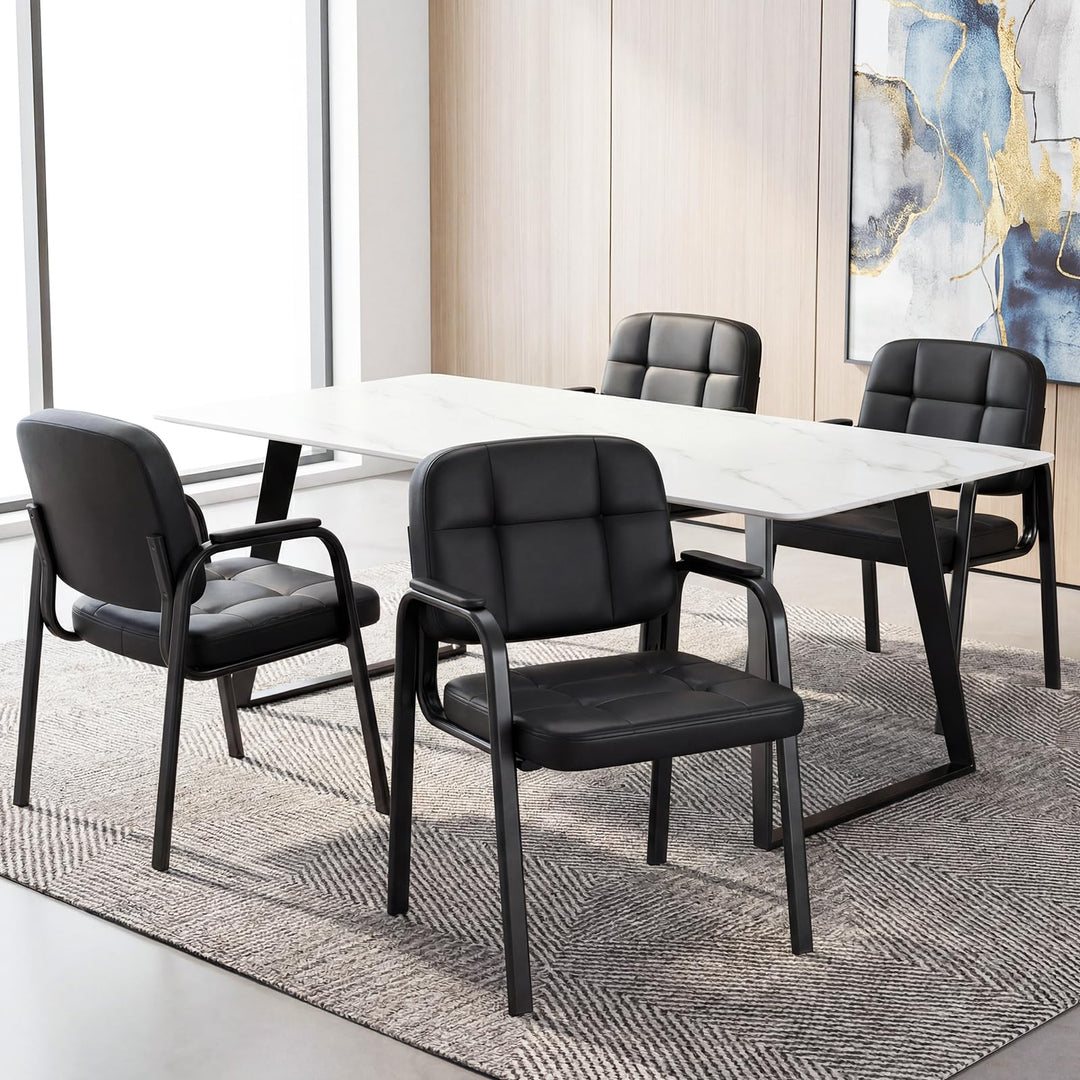 Giantex Leather Office Reception Chairs with Padded Armrests