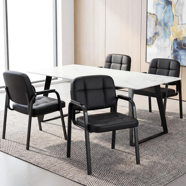 Giantex Leather Office Reception Chairs with Padded Armrests