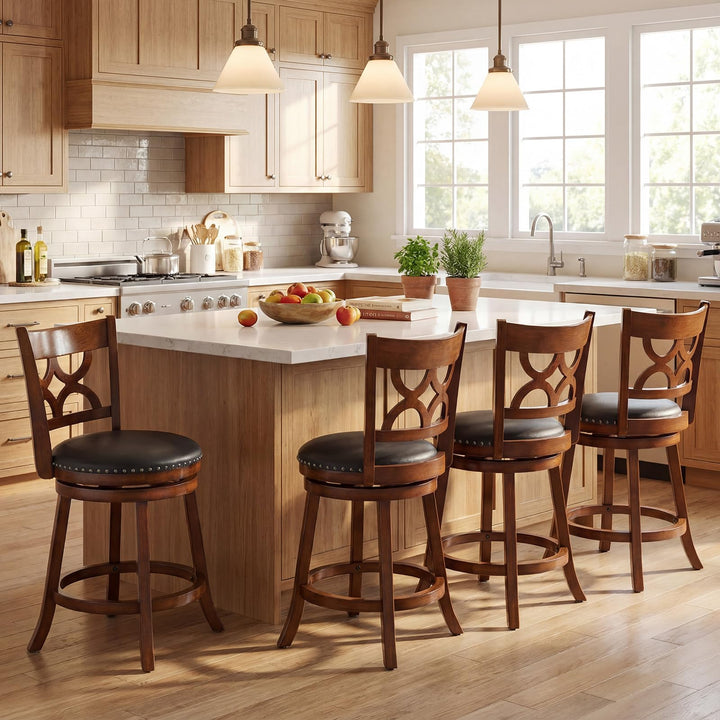 Giantex Swivel Bar Stools Set of 2/4 with Upholstered Seat