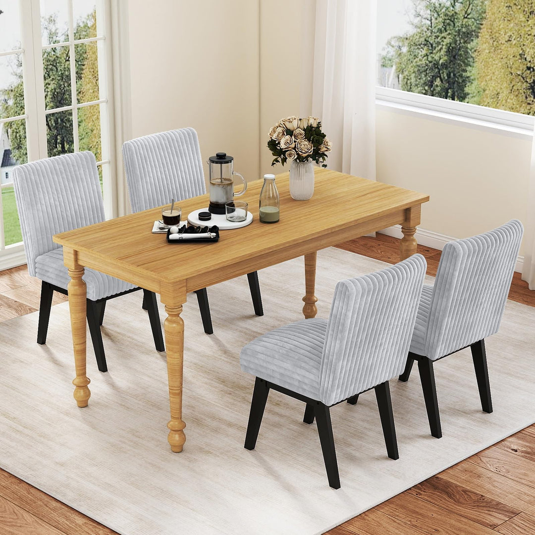 Giantex Fabric Upholstered Channel Tufted Kitchen Chair w/ 6" Thick Padded Seat & Backrest