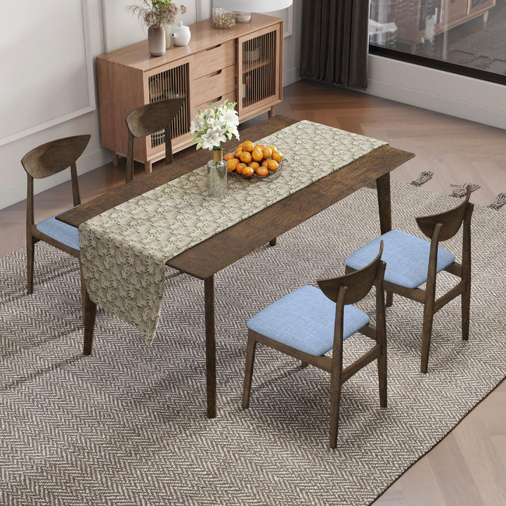 Giantex Wooden Dining Chairs Set of 2/4 Linen Fabric Upholstered Kitchen Chairs