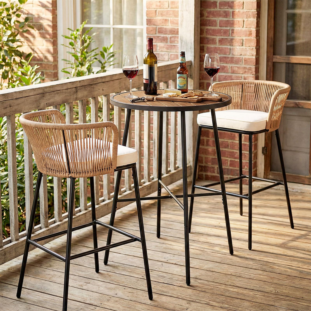 Giantex 41-inches Patio Bar Table Acacia Wood Pub Table