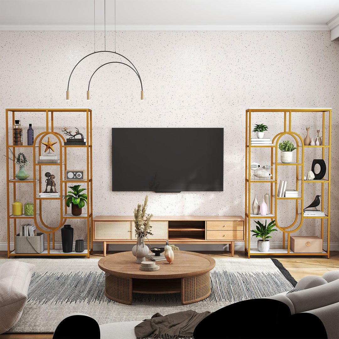 Giantex 5-Tier Bookshelf 69" Tall Geometric Bookcase w/ 10 Open Shelves