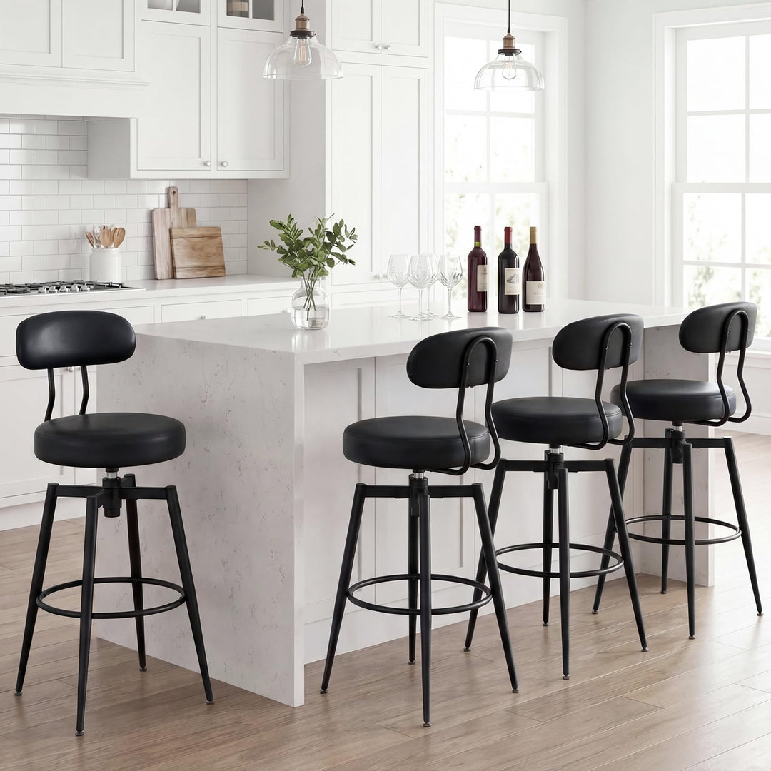 Giantex Swivel Barstools Set of 2/4 Faux Leather 31 Inch Bar Height Stools w/Upholstered Seat &amp; Back