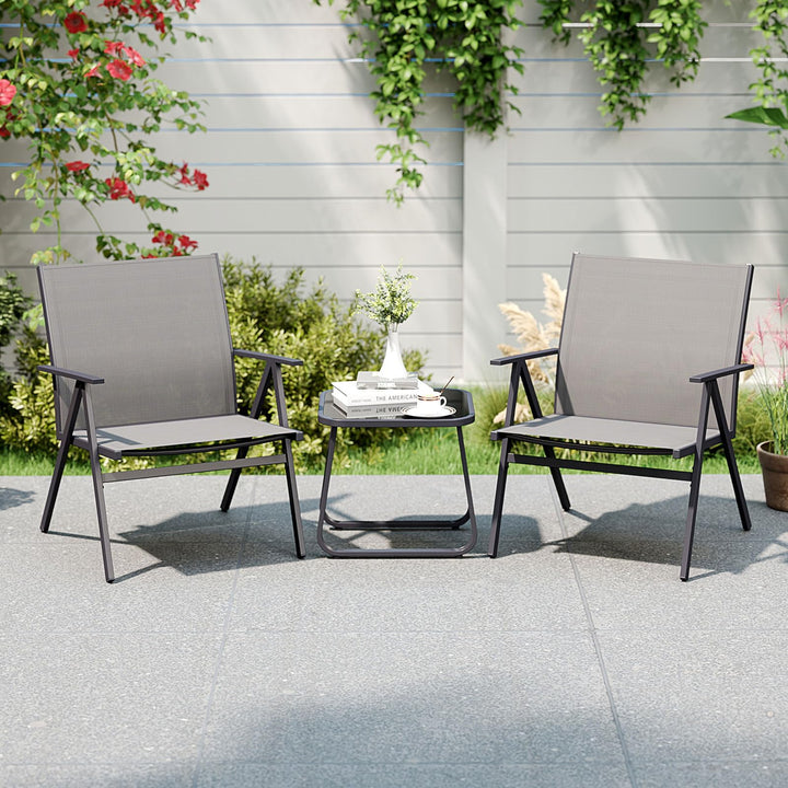 Giantex All Weather Outdoor Dining Chairs w/Sturdy Metal Frame & Breathable Seat Back