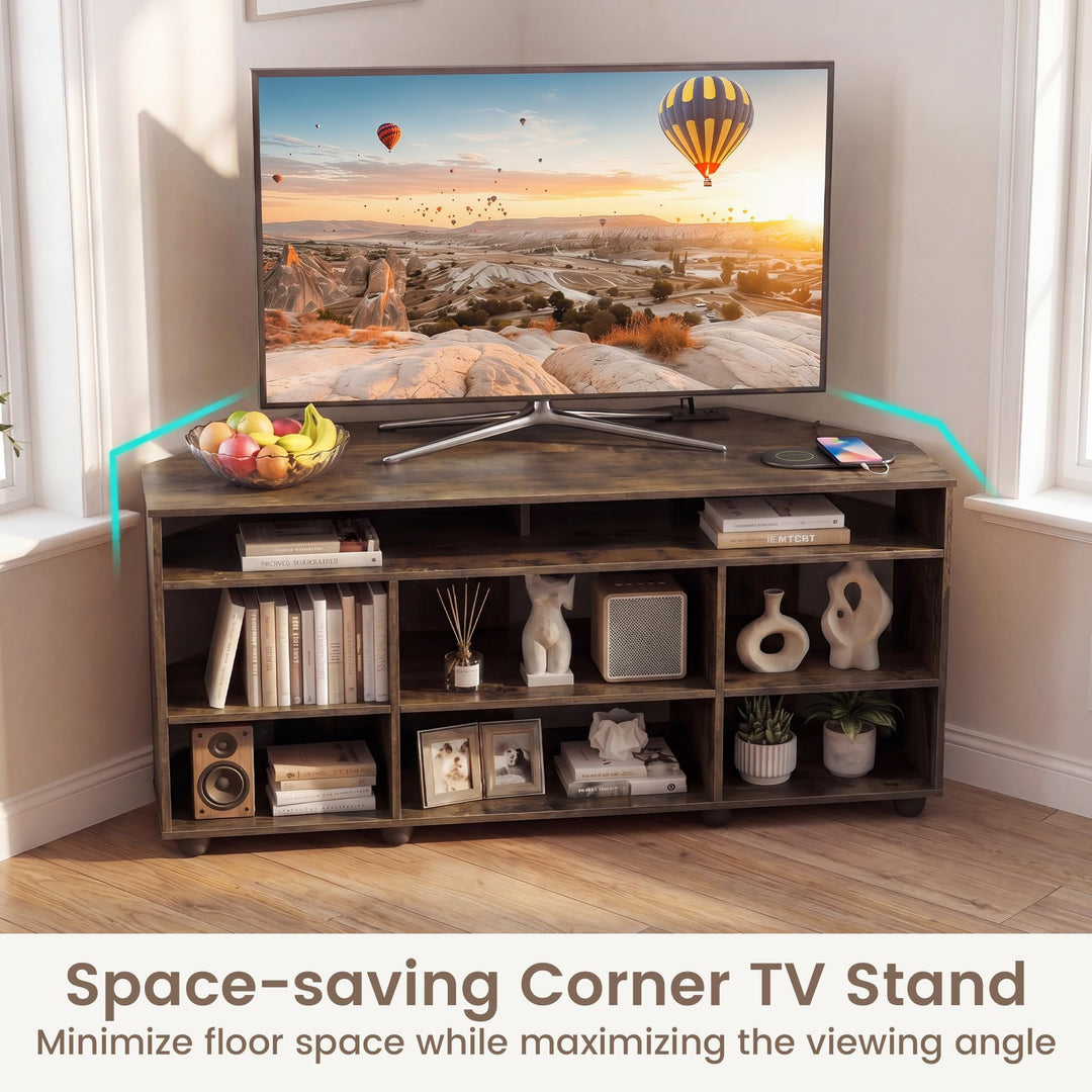 GIANTEX 4-Tier Corner TV Stand for 55 inch TV with Power Outlets