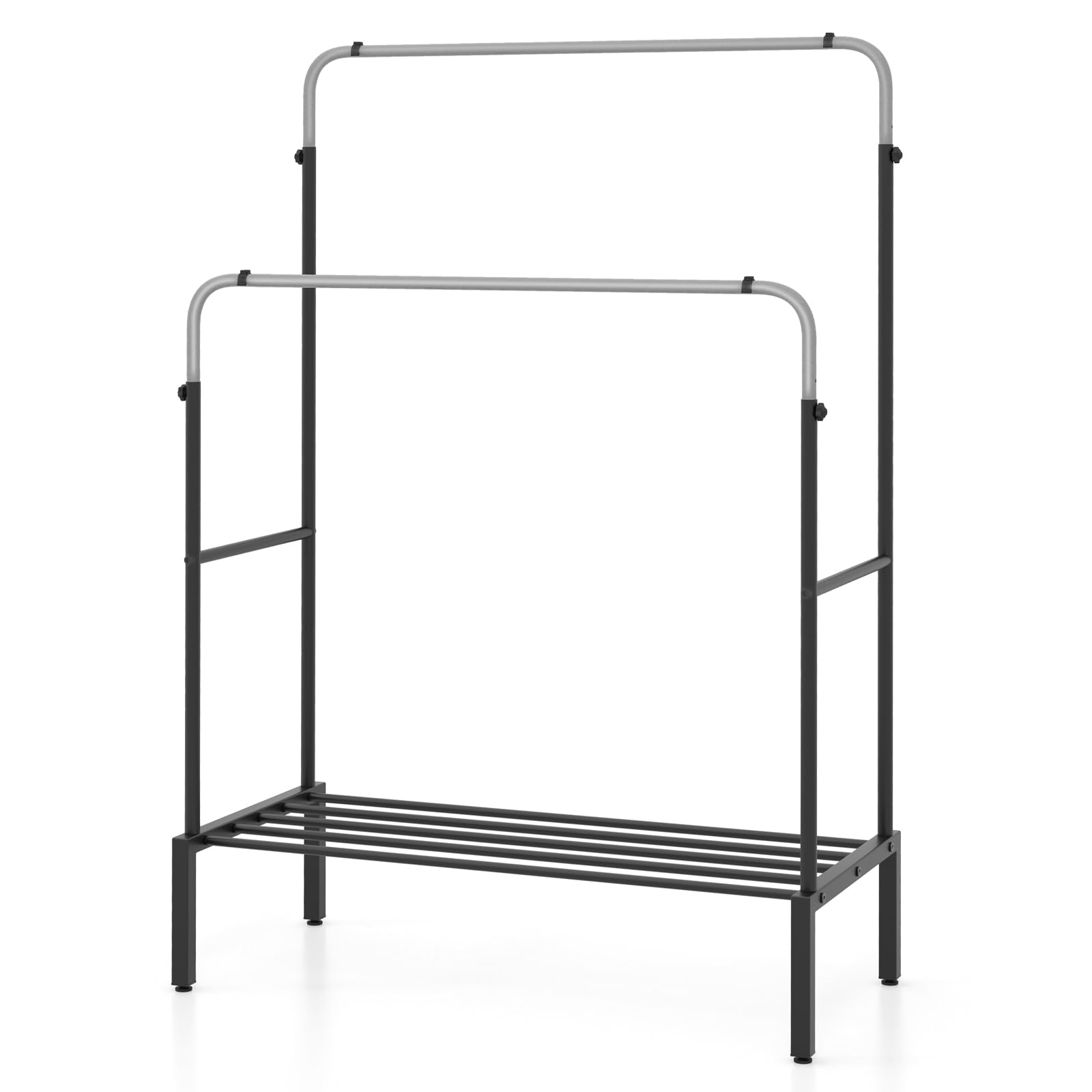 Giantex Double Rods Garment Rack, 2 Heights Adjustable Clothing Rack, Heavy Duty Metal Frame Hanging Clothes Rack