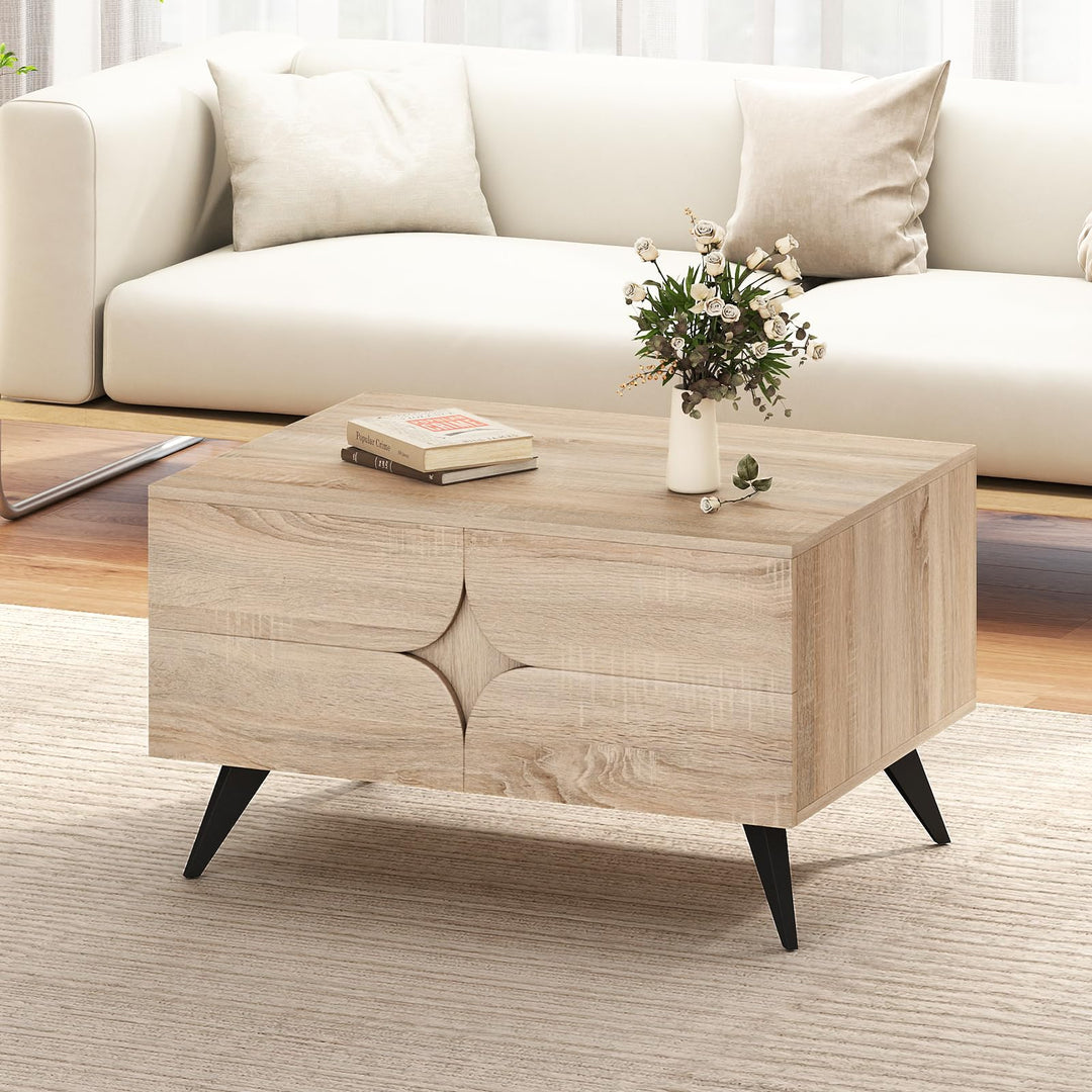 Giantex Farmhouse Accent Modern Coffee Table with Storage for Living Room Bedroom