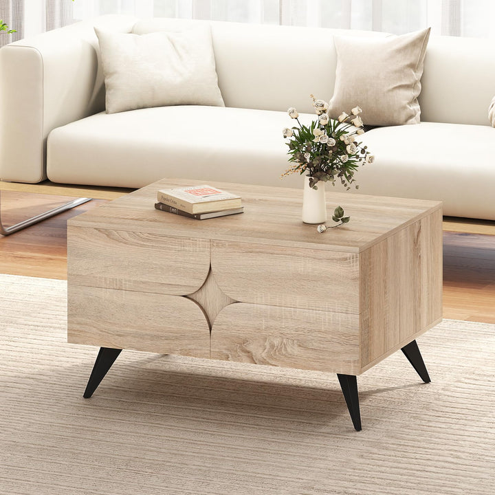 Giantex Farmhouse Accent Modern Coffee Table with Storage for Living Room Bedroom
