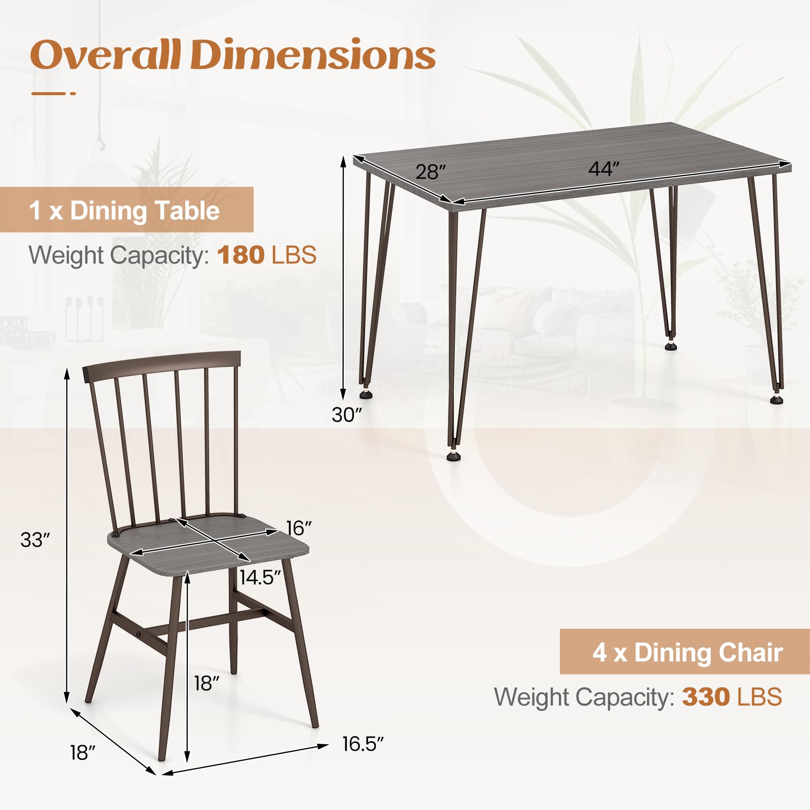 Giantex Dining Table Set for 4, Dining Set with Kitchen Table, Dining Chairs