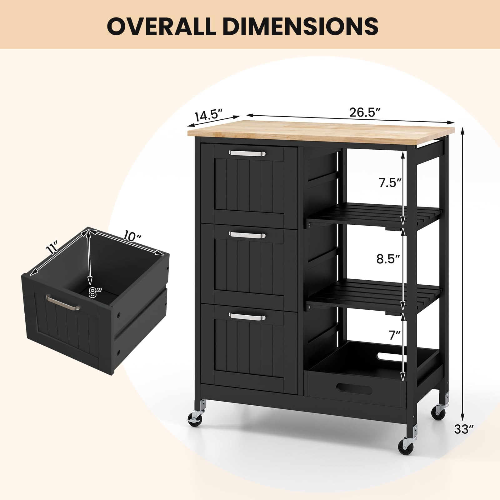 Giantex Kitchen Island Cart on Wheels