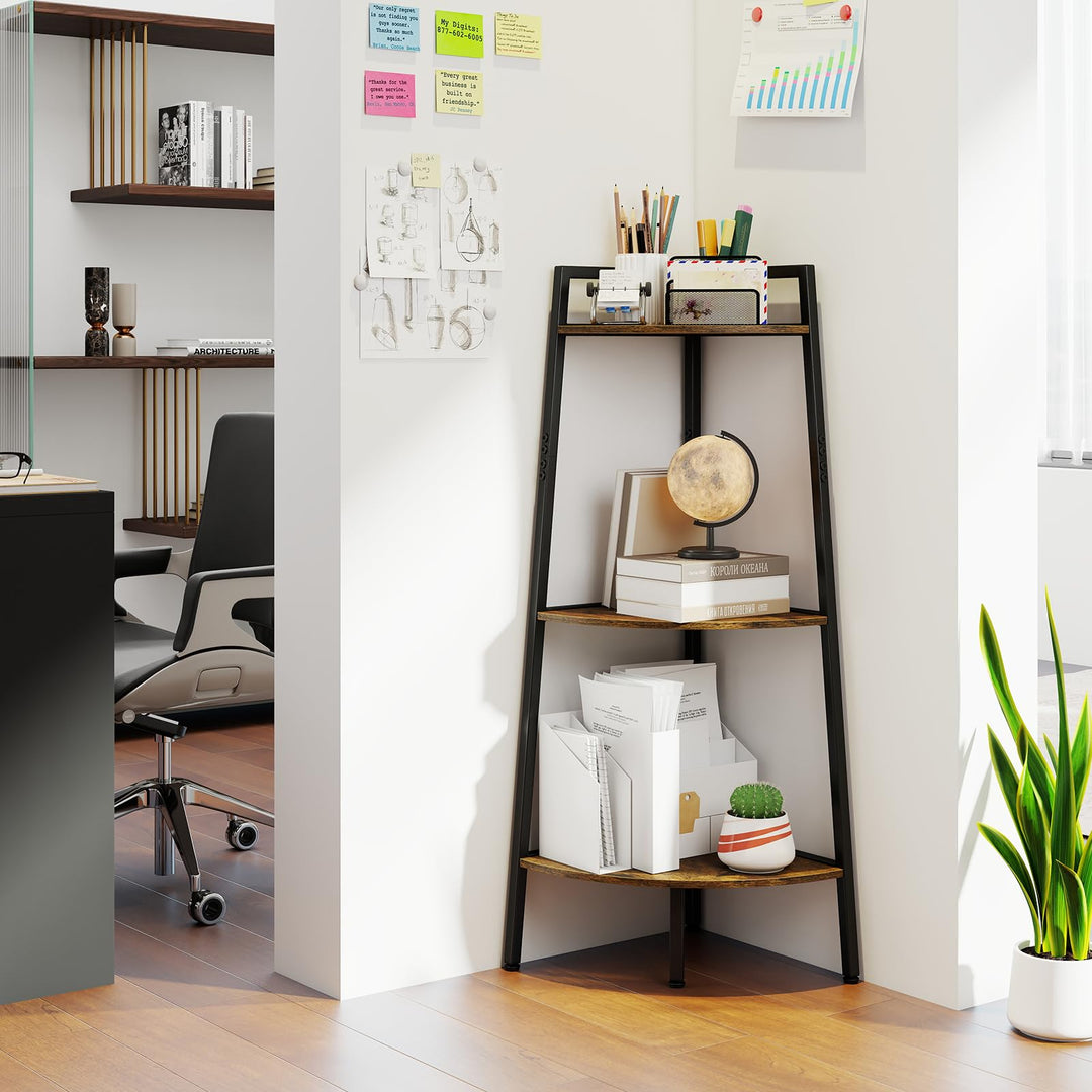 GIANTEX 43.5" Tall 3-Tier Ladder Shelf &amp; Corner Shelf Set