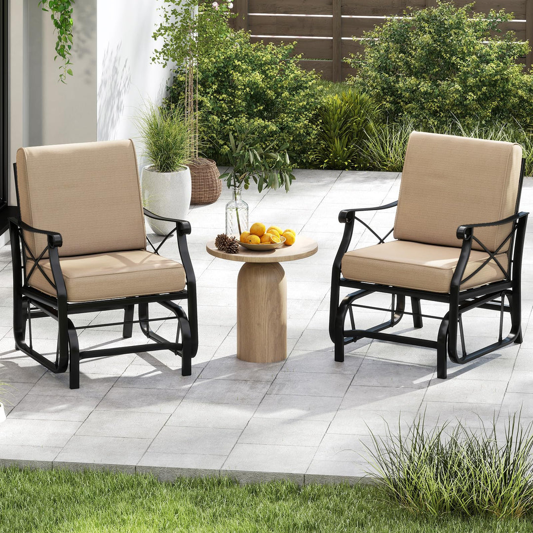 Giantex Patio Rocking Chai with Thick Removable Seat and Back Cushions