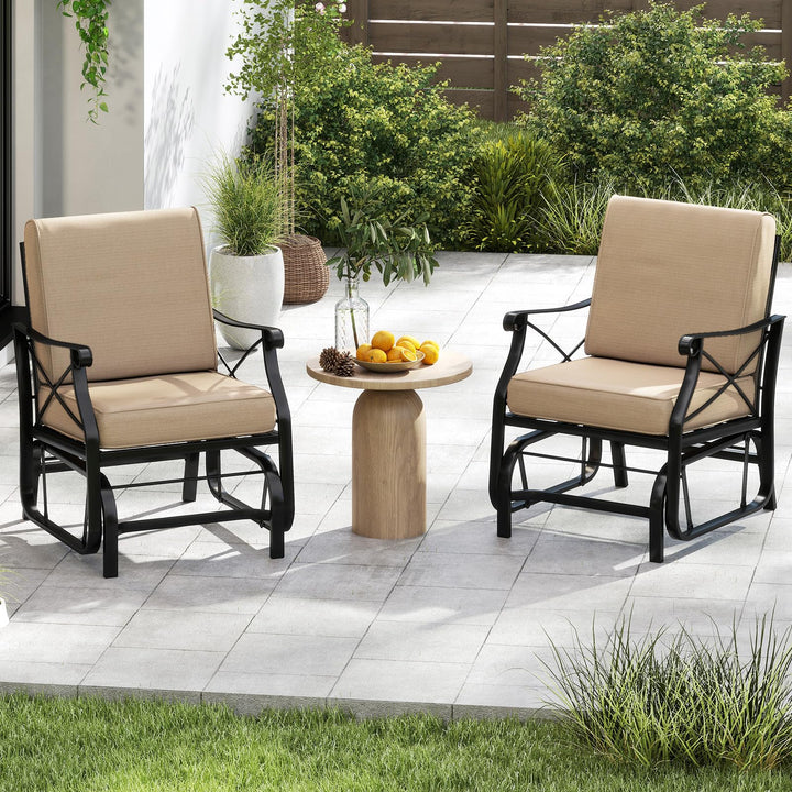 Giantex Patio Rocking Chai with Thick Removable Seat and Back Cushions