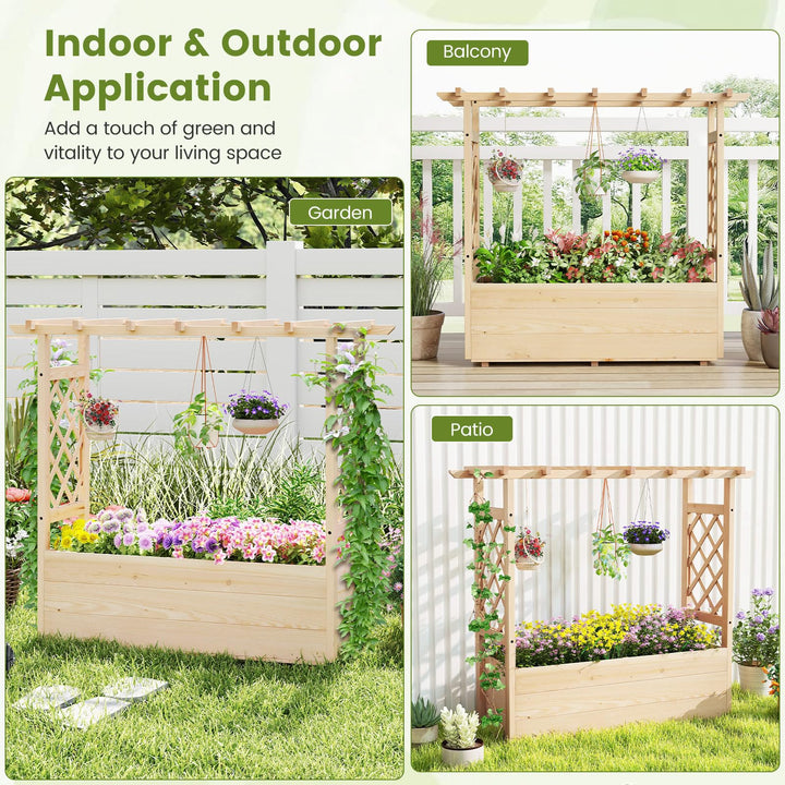 Giantex Raised Garden Bed with Sided Trellis and Hanging Roof