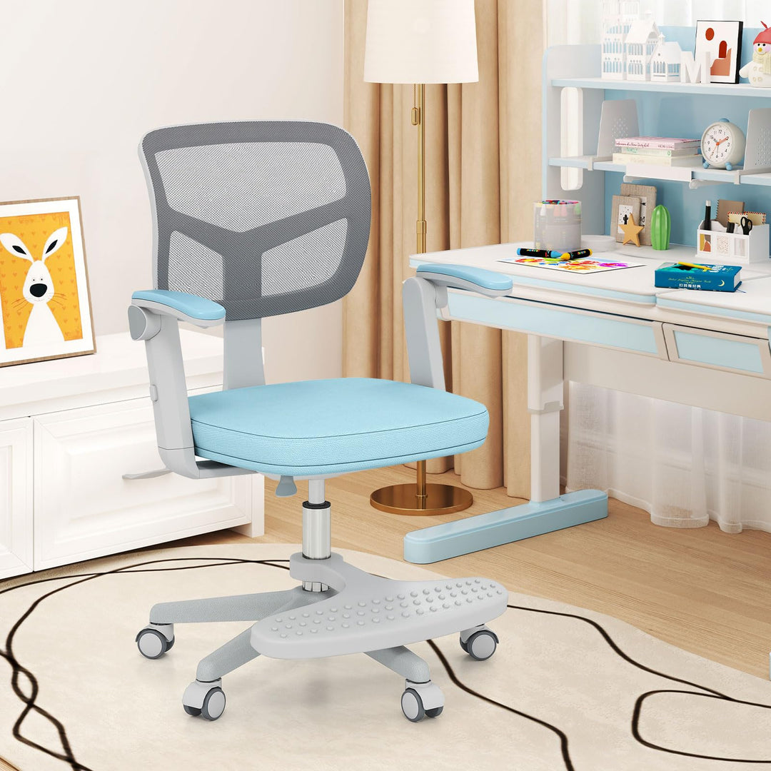 Kids Desk Chair, Ergonomic Adjustable Student Rolling Chair with Footrest & Flip-up Armrest