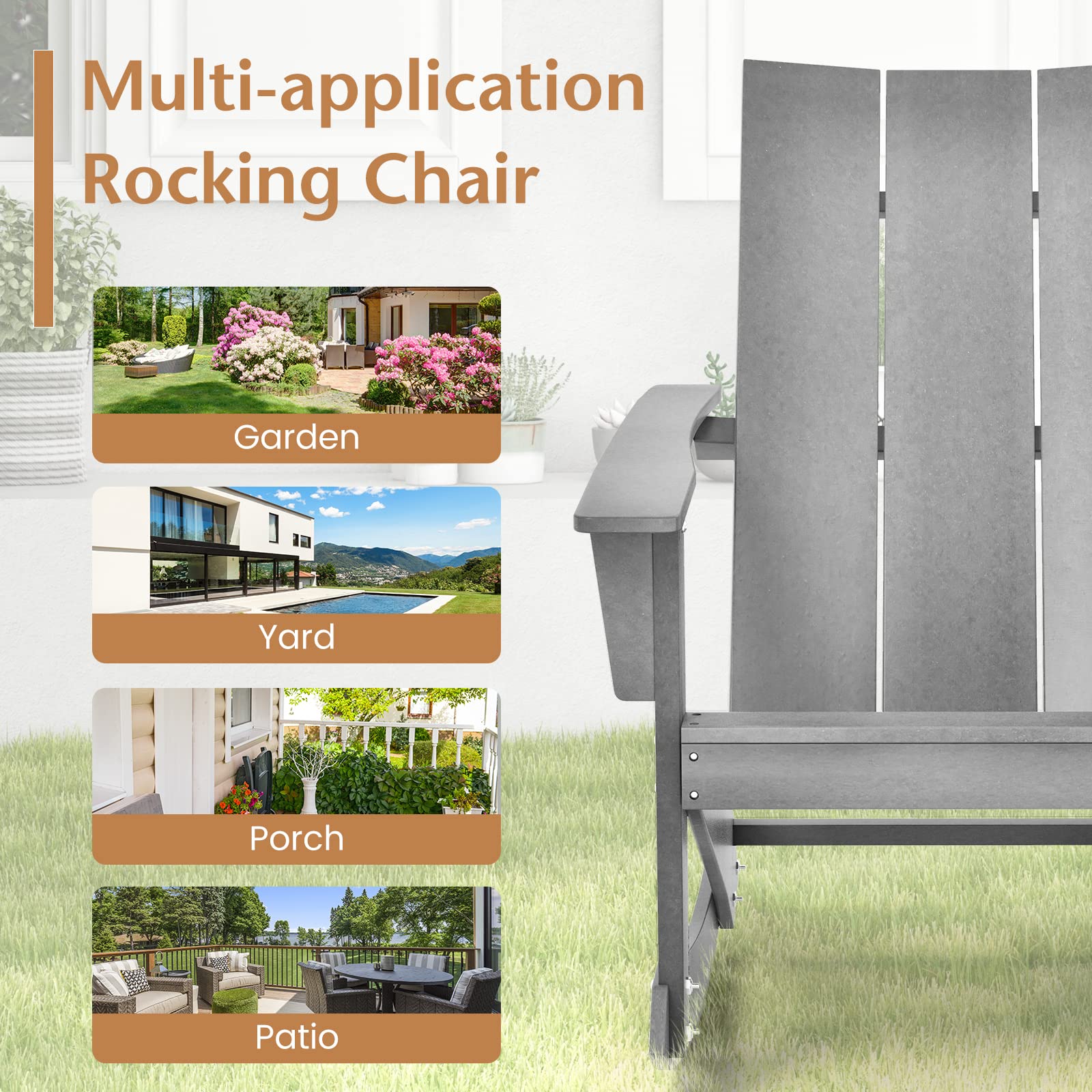 Giantex Outdoor Rocking Chairs for Porch - Waterproof HDPE Adirondack Rocker, 330lbs Weight Capacity