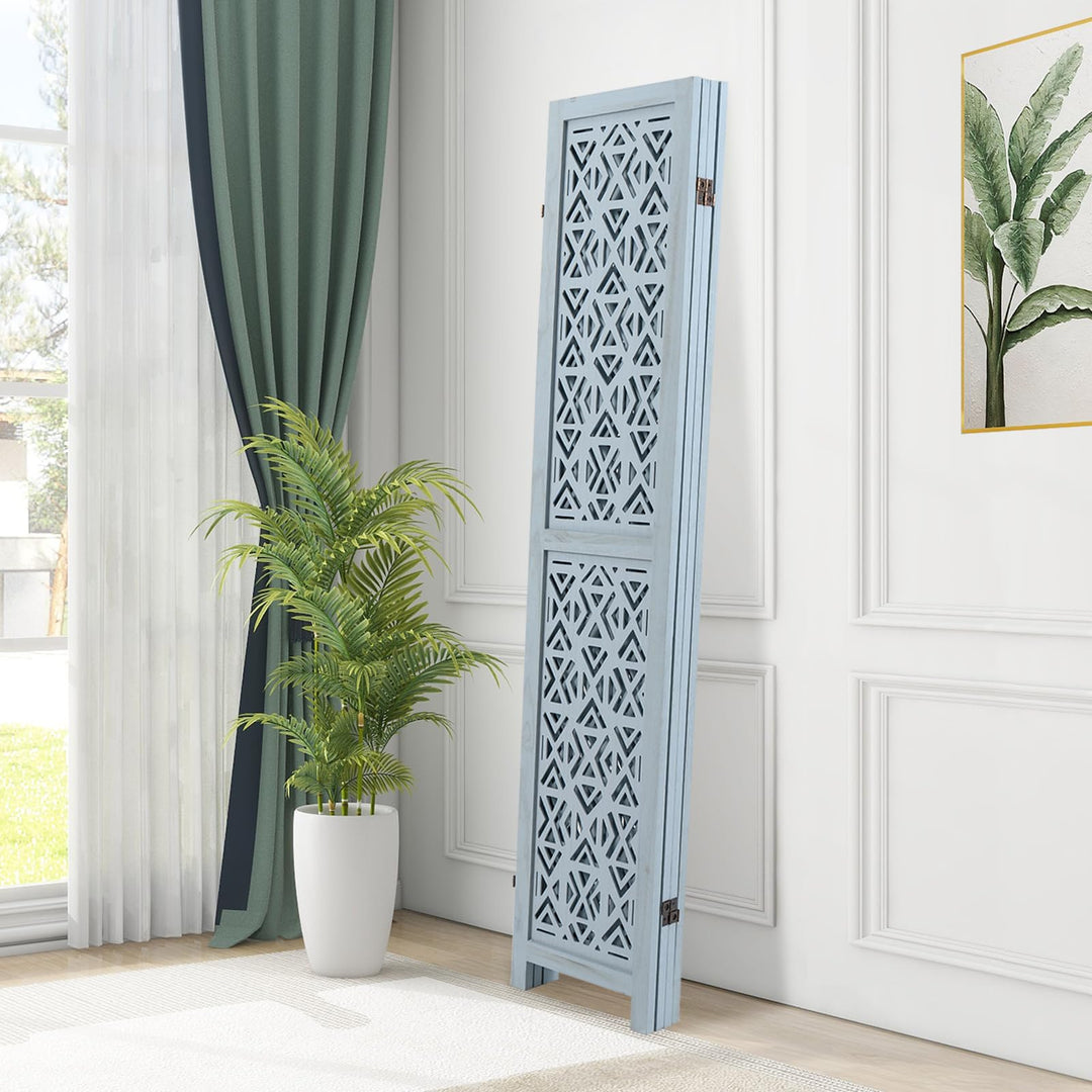 Giantex Room Divider 4/6 Panels - Boho Room Dividers with Carved Cutout Pattern & Solid Wood Frame, Fully Assembled