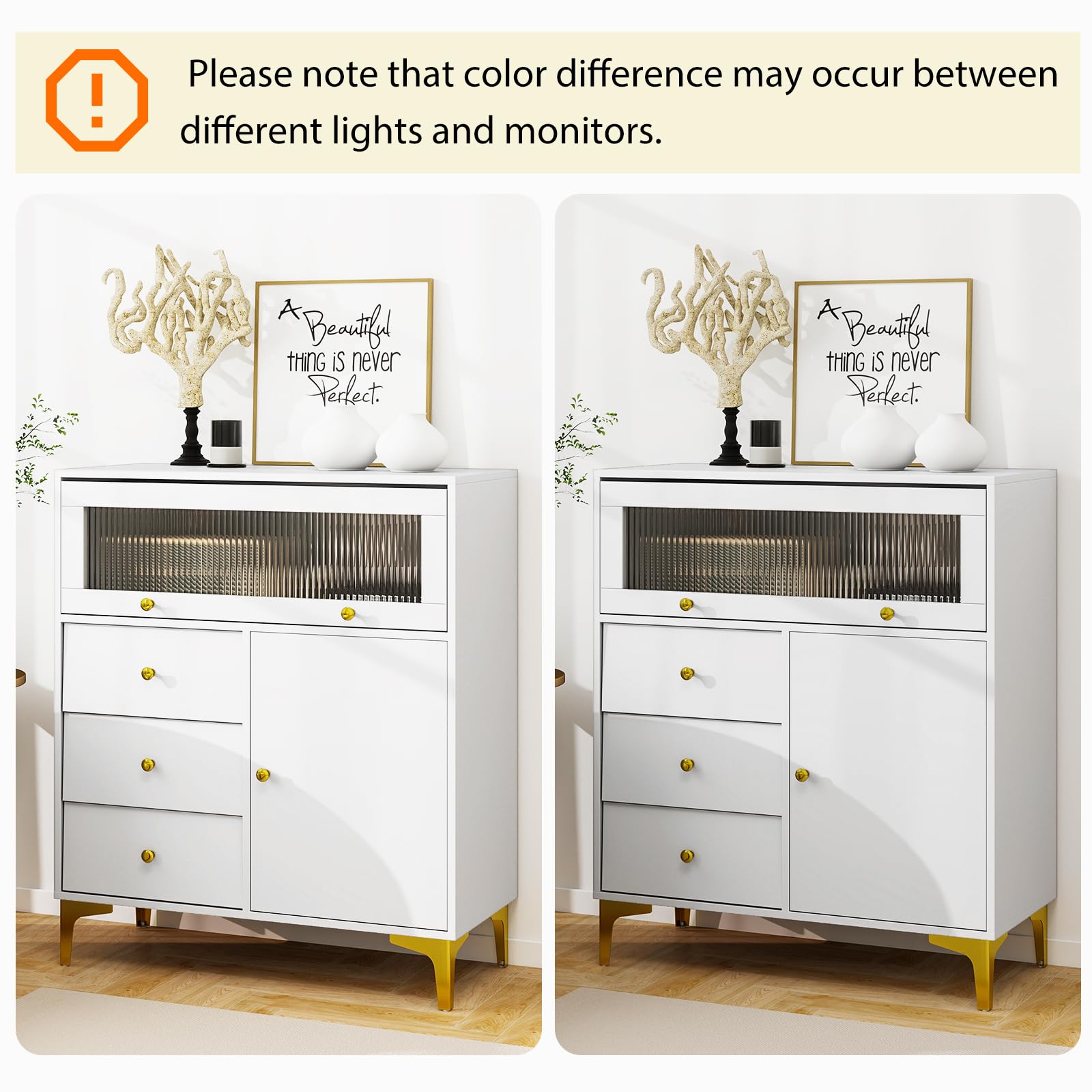 Giantex 3-Drawer Modern Storage Cabinet with 2 Doors