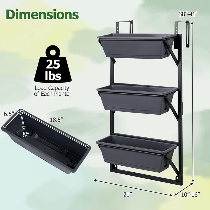 GIANTEX 3-Tier Deck Railing Planter for Balcony