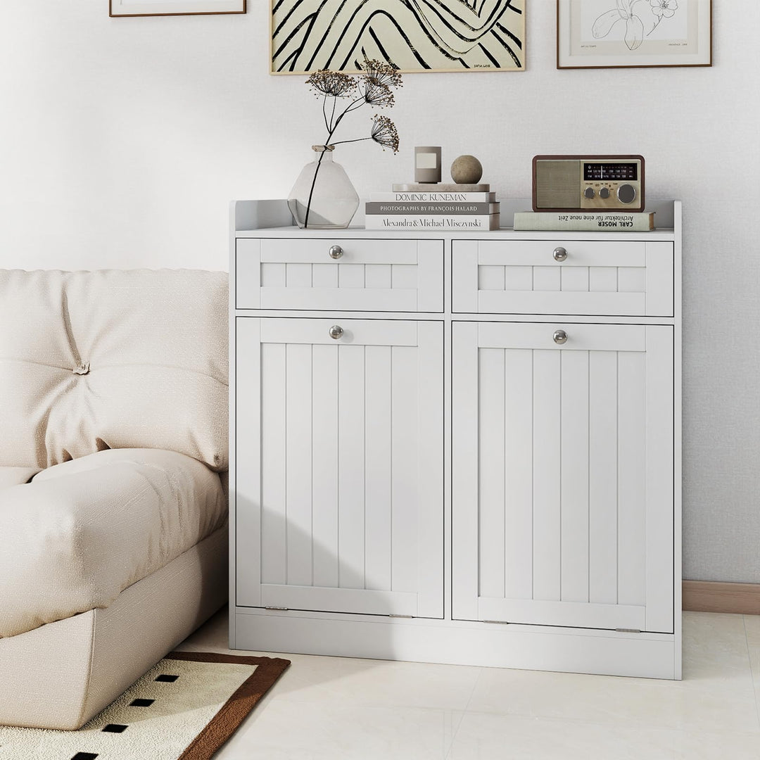 Giantex Double Tilt-Out Laundry Hamper Cabinet (31.5"x 16"x 31.5")