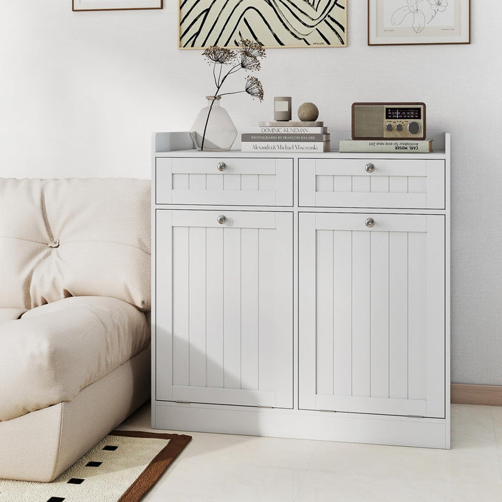 Giantex Double Tilt-Out Laundry Hamper Cabinet (31.5"x 16"x 31.5")