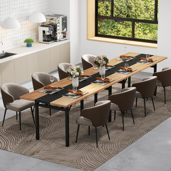 Giantex 71" Dining Table for 6-8 People with Heavy-Duty Metal Frame Storage Rack
