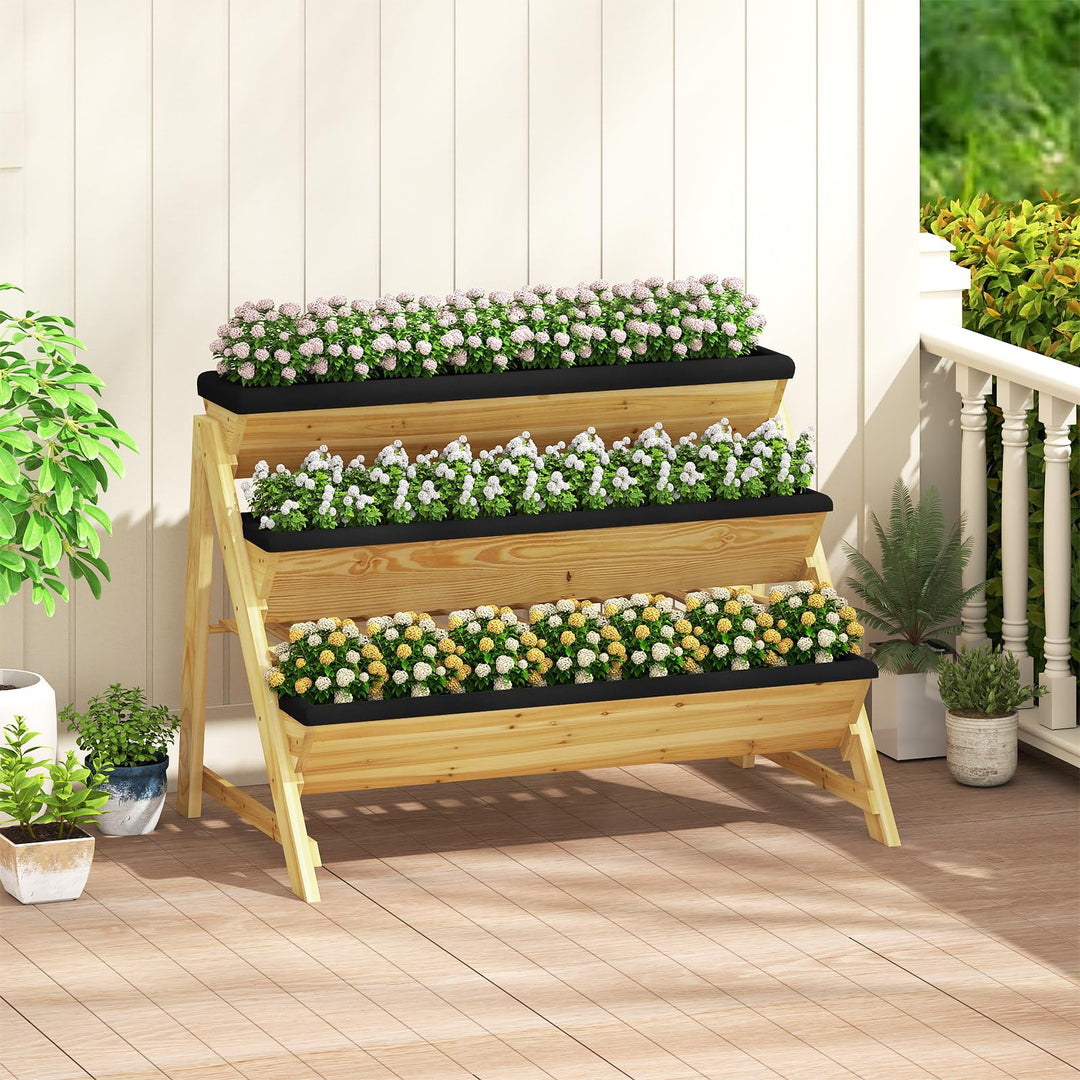 indoor raised planter box Giantex 3-Tier Vertical Raised Garden Bed Wood Elevated Planter Box wi – Giantexus