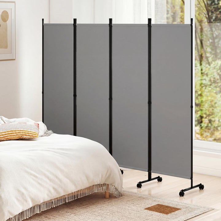Giantex 4 Panel Room Divider, Folding Privacy Screen with Lockable Wheels, Rolling Partition Room Dividers