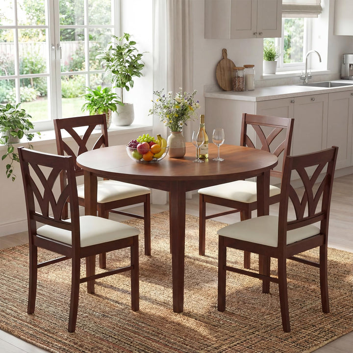 Giantex Wooden Dining Chairs Set of 2/4 Farmhouse Upholstered Kitchen Chairs