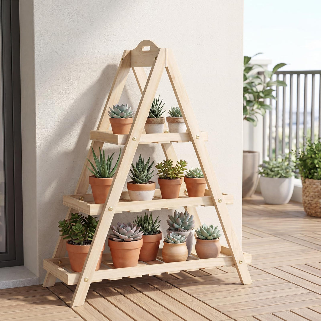 Giantex 3-Tier Plant Stand Indoor | 28.5" Wood Flower Pot Plant Display Shelf