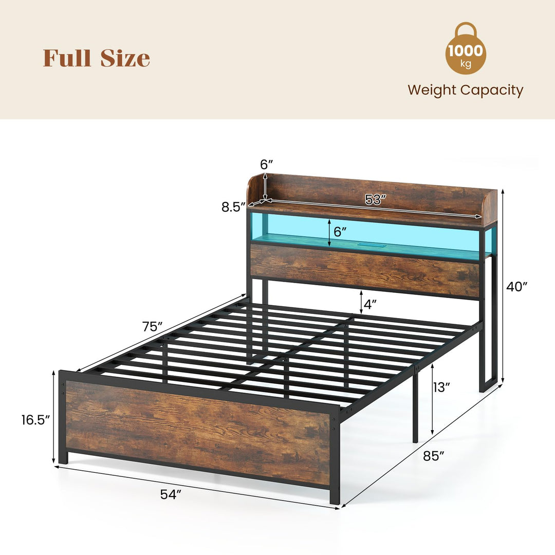 Giantex Metal Platform Bed Frame with Storage Headboard