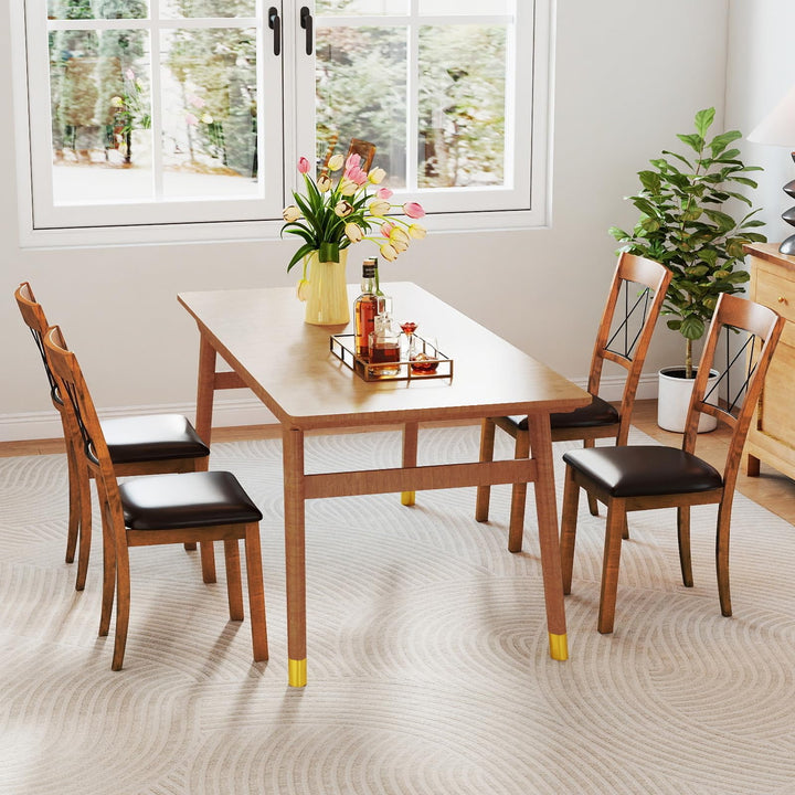 Giantex Wooden Armless Kitchen Chairs Set of 2/4 w/Elegant Hollowed Backrest