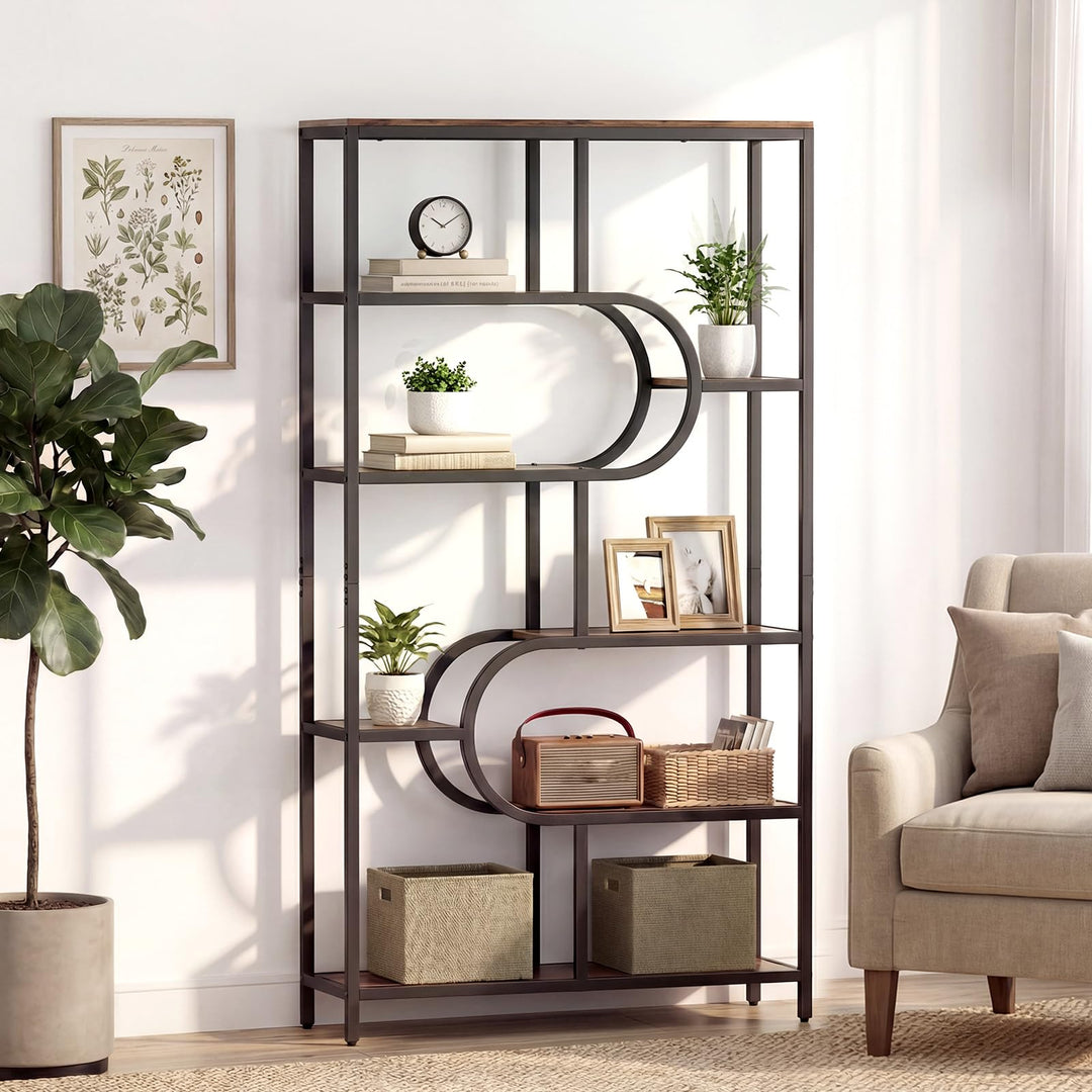 Giantex 69" Tall Etagere Bookcase w/Open Storage Shelves for Living Room