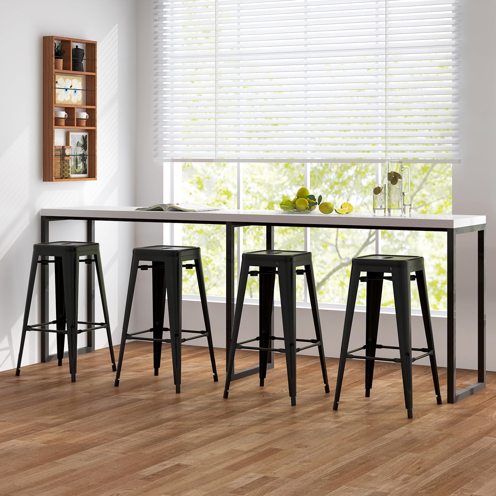 Giantex Metal Backless Bar Stools Set of 4, 30" Bar Height Modern Industrial Barstools w/Cut-out Handle
